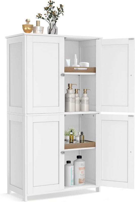 VASAGLE Floor Storage Cabinet, 2 Adjustable Shelves, 4 Doors,42.7" H