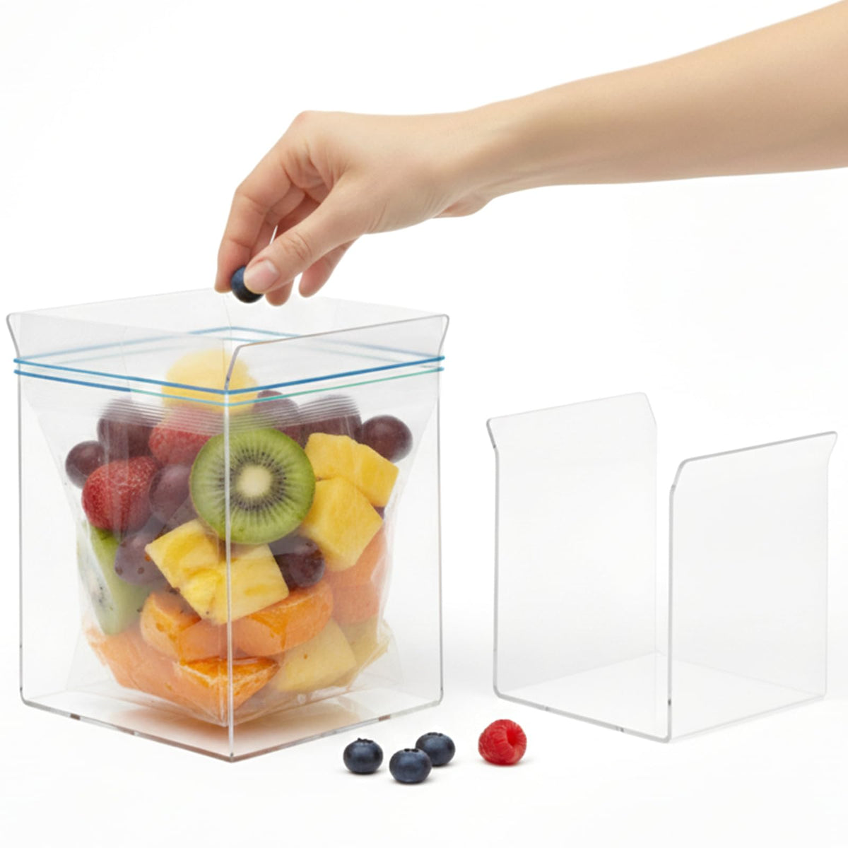 Ziplock Bag Holder, 2 Pack Acrylic Baggy Rack Holder for Food Prep, Freezer & Sandwich Bags, Hands-Free Food Storage, Gray