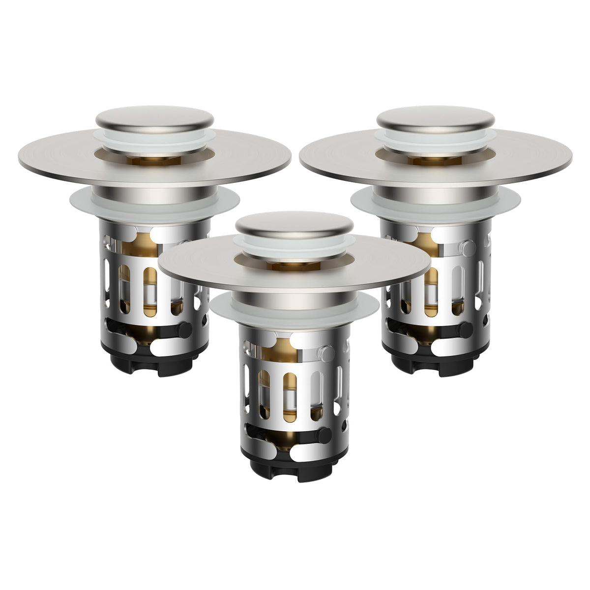 Hibbent Upgraded 3 in 1 Bathroom Sink Drain Strainer, Pop Up Stopper