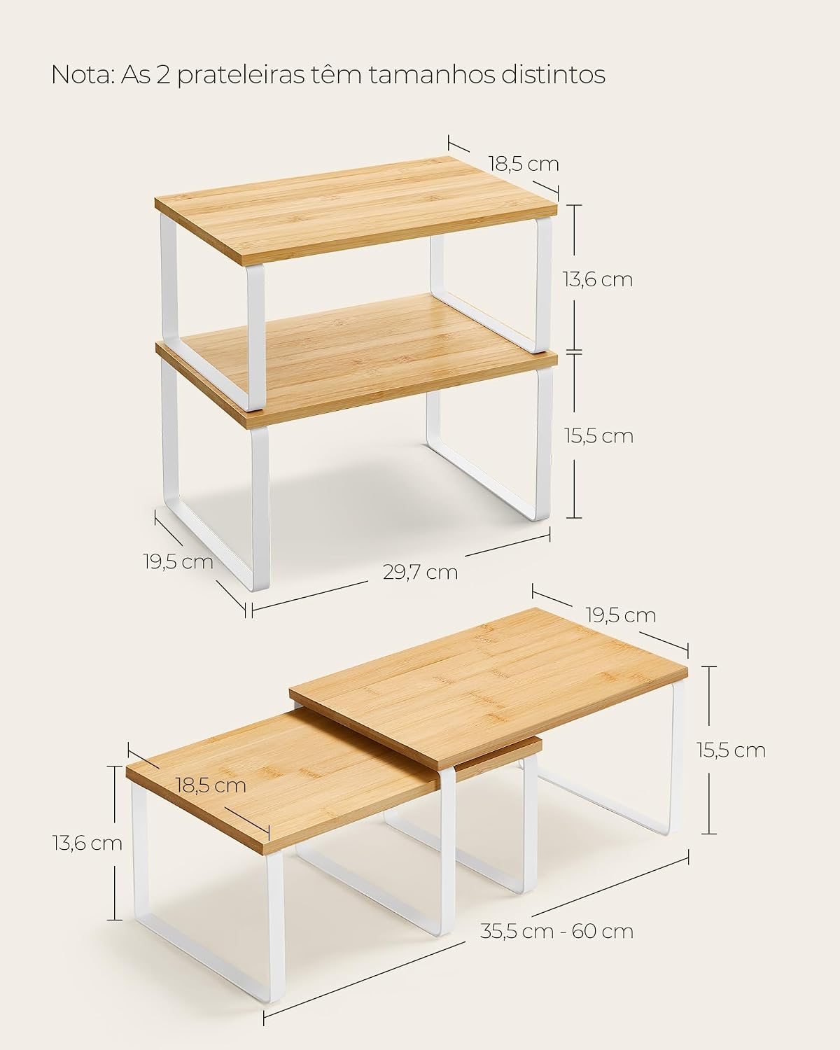 SONGMICS Cabinet Organizer Shelf, Set of 2 Spice Rack, Kitchen Storage