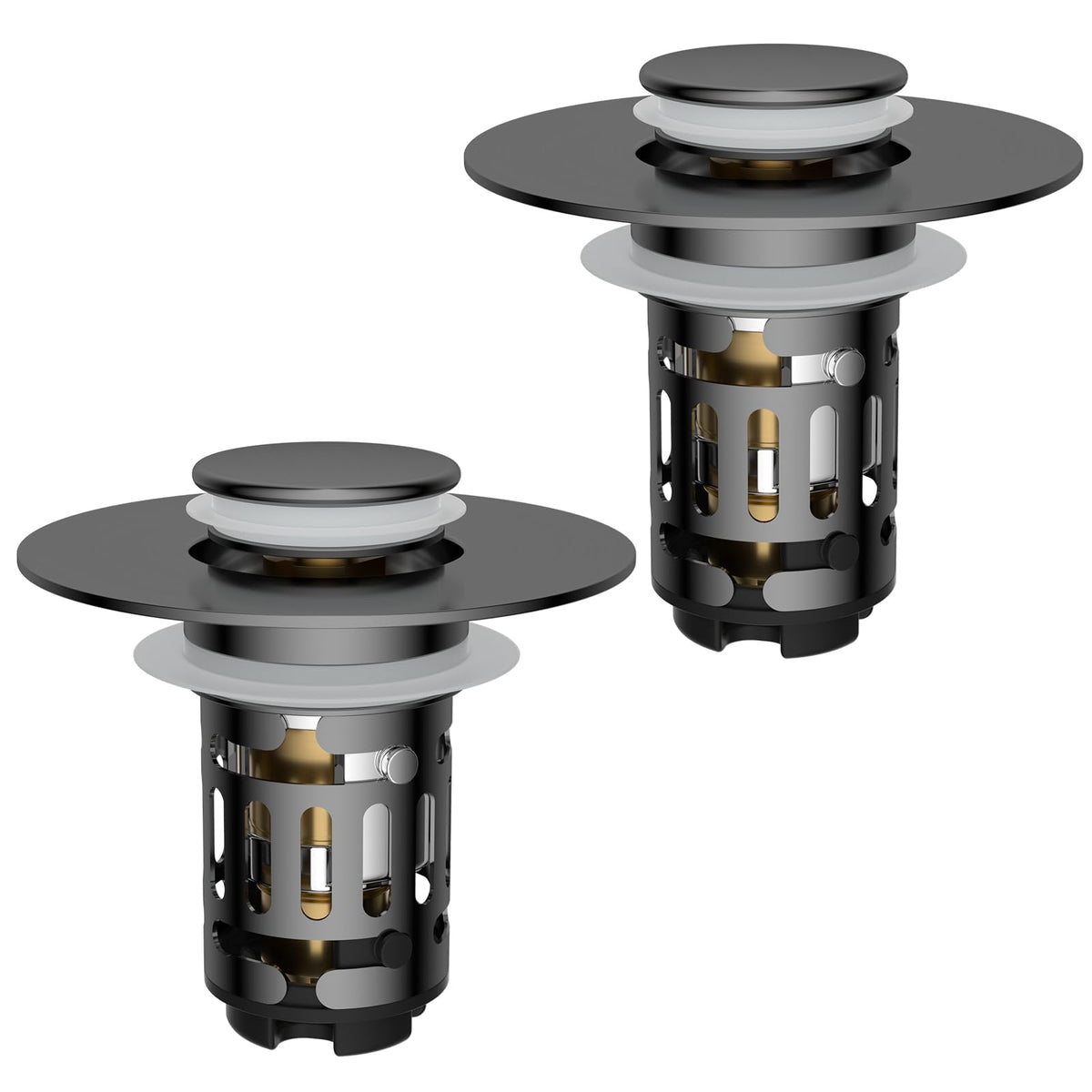 Hibbent Upgraded 3 in 1 Bathroom Sink Drain Strainer, Pop Up Stopper