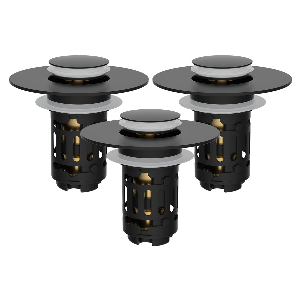 Hibbent Upgraded 3 in 1 Bathroom Sink Drain Strainer, Pop Up Stopper