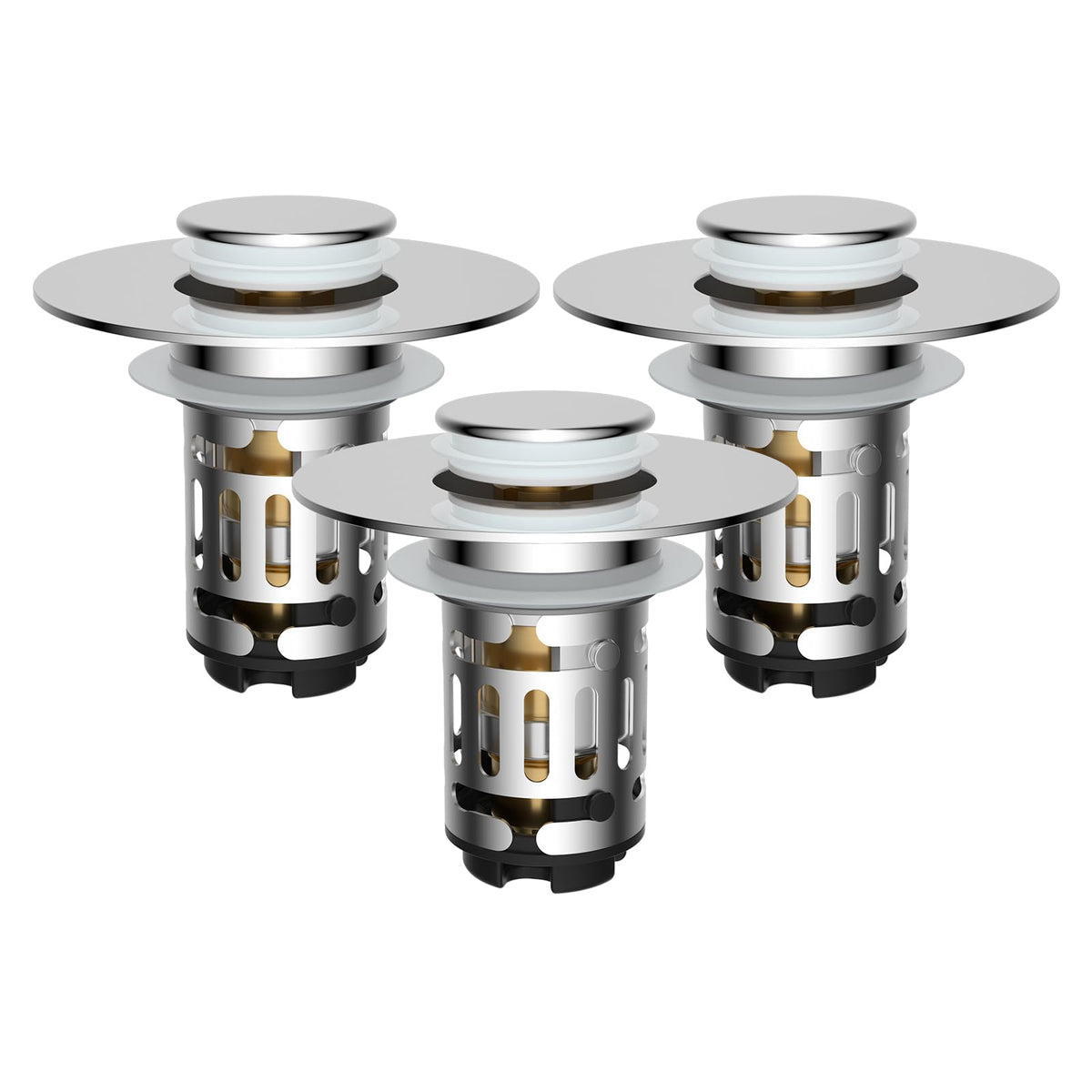 Hibbent Upgraded 3 in 1 Bathroom Sink Drain Strainer, Pop Up Stopper