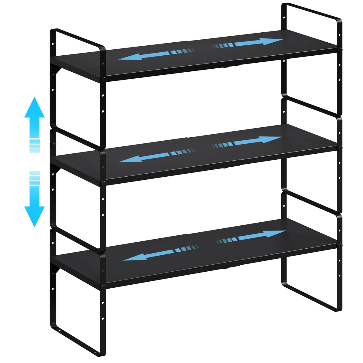 15.5 to 25.5 Inch Expandable Kitchen Cabinet Organizer Shelf, 2 Pack 30 LBS Heavy Duty Adjustable Kitchen Counter Storage Shelves Organizers,Stackable Small Storage Shelf Rack For Cabinet Cupboard