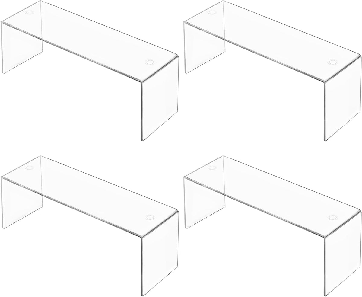 Aminigram Cabinet Shelf Organizer, 4 Pack Clear Riser(12.4 x 4 x 4.6 inch)