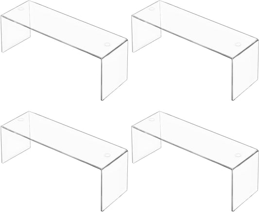 Aminigram Cabinet Shelf Organizer, 4 Pack Clear Riser(12.4 x 4 x 4.6 inch)