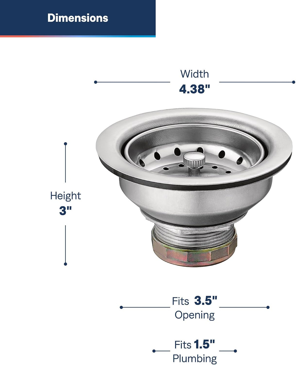 Moen Kitchen Sink Strainer Basket with Drain Assembly, Stainless Steel, 22036