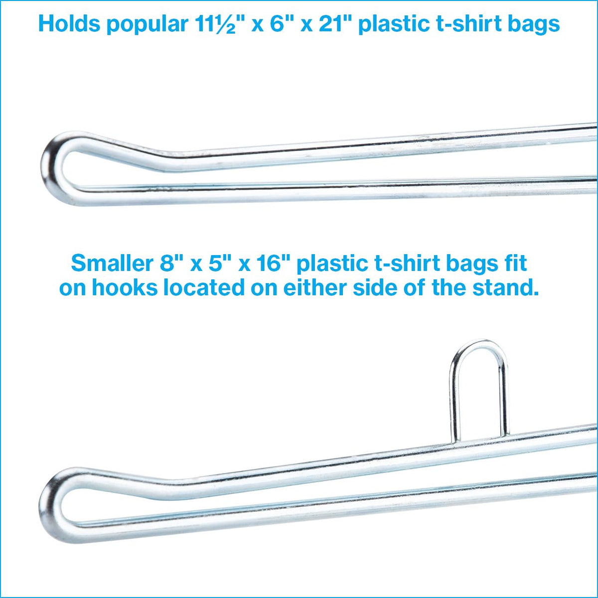 SSWBasics Plastic Grocery Bag Holder - Durable Chrome Stand for Easy Storage - Fits 11½”W x 6”D x 21”H Bags - Compact Unit, 12" W x 12" L x 16" H