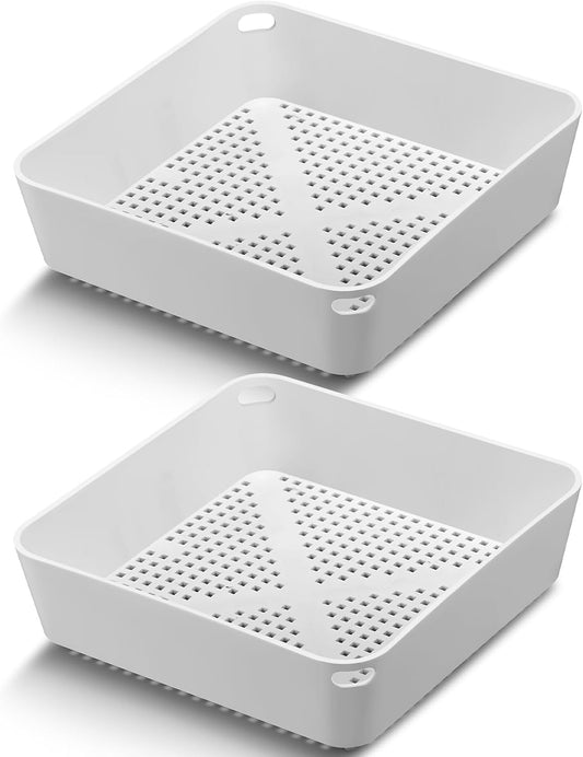 Tuanse 2 Pcs 8.5 X 8.5 X 2.5 Inch Commercial Floor Drain Strainer,White