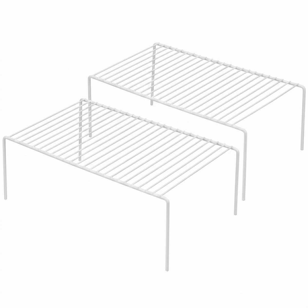 iPEGTOP Kitchen Cabinet Storage Shelf Rack, Set of 2 Large (15.7 x 9.4 Inch) Rustproof Metal Wire Shelves Spice Shelf Rack Cupboard Organizer for Pantries Countertops Utensils Organization, White
