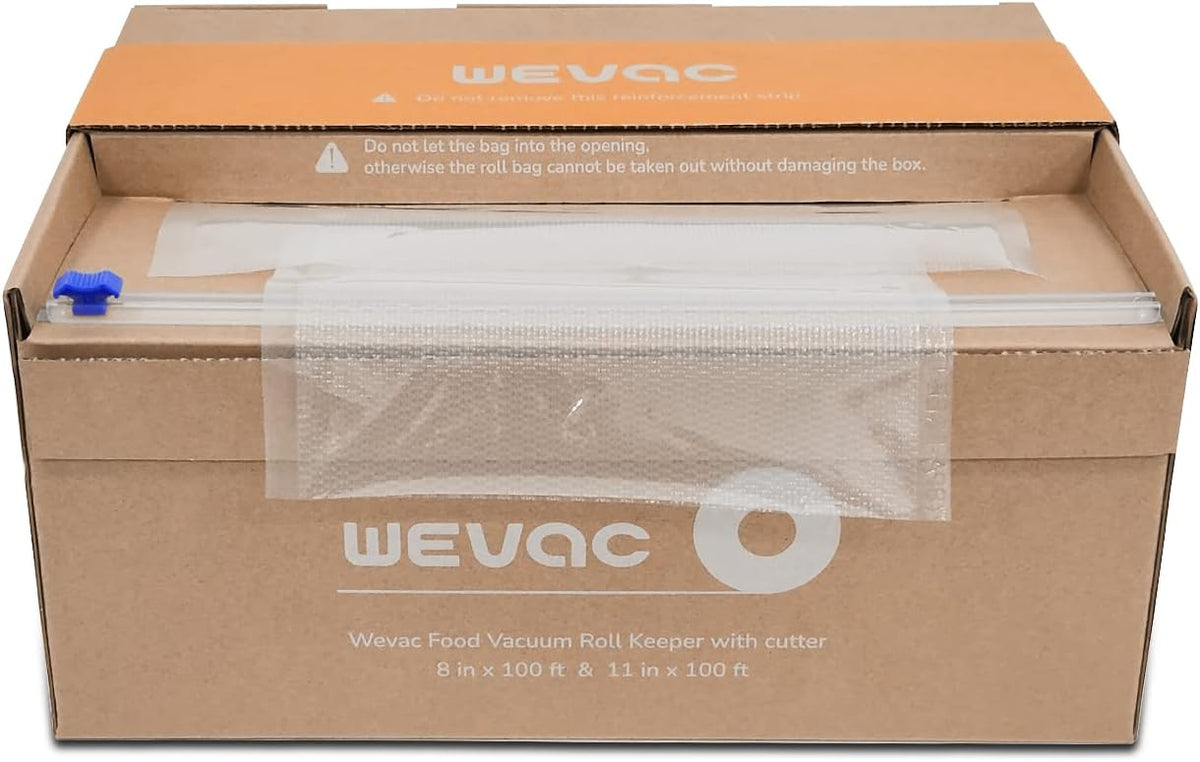 Wevac Vacuum Sealer Bags for Food, 8"x100' & 11"x100' Rolls with Cutter Box