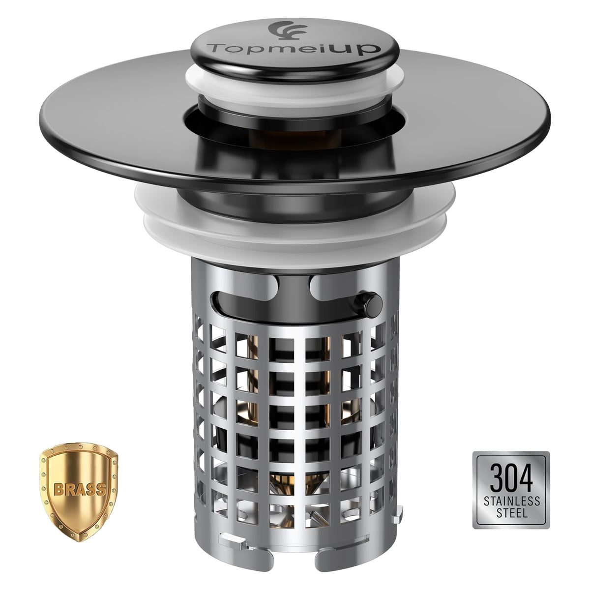 Bathroom Sink Drain Strainer, Pop-up Sink Drain Strainer with Removable Stainless Steel Strainer Basket Hair Catcher, Bathroom Sink Strainer for Bathroom Sink Stopper Replacement(1PCS)