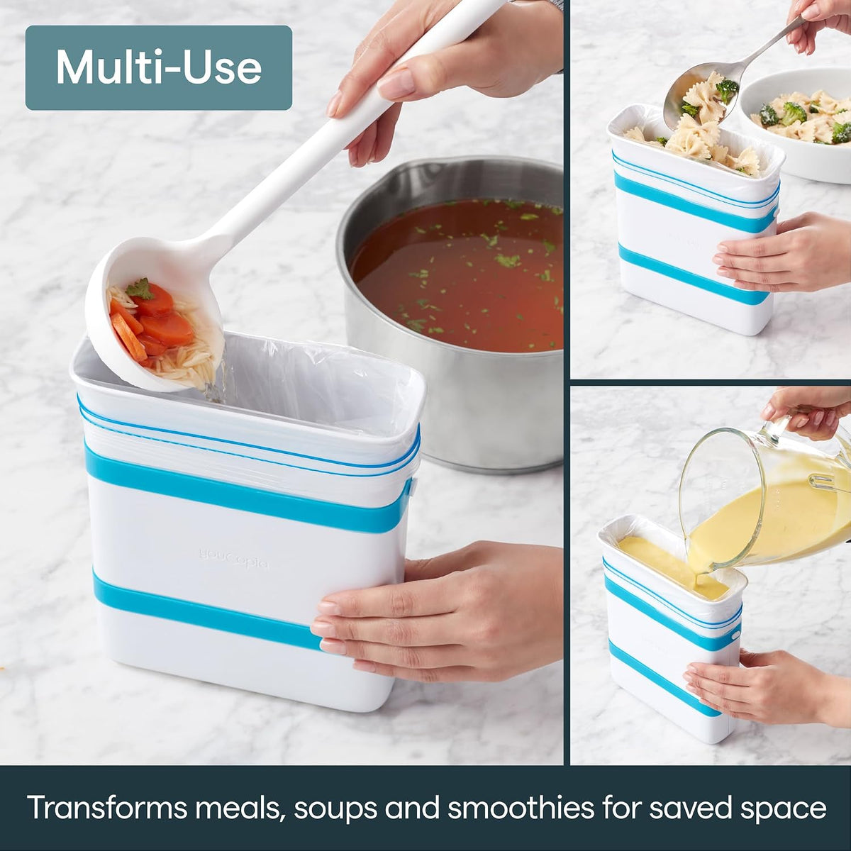 YouCopia FreezeUp Freezer Food Block Maker, 6 Cup, Meal Prep Bag Container to Freeze Soup and Leftovers