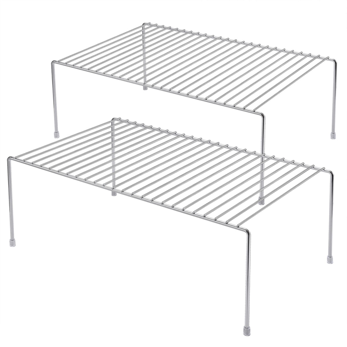iPEGTOP Kitchen Cabinet Storage Shelf Rack, Set of 2 Large (15.7 x 9.4 Inch) Rustproof Metal Wire Shelves Spice Shelf Rack Cupboard Organizer for Pantries Countertops Utensils Organization, White