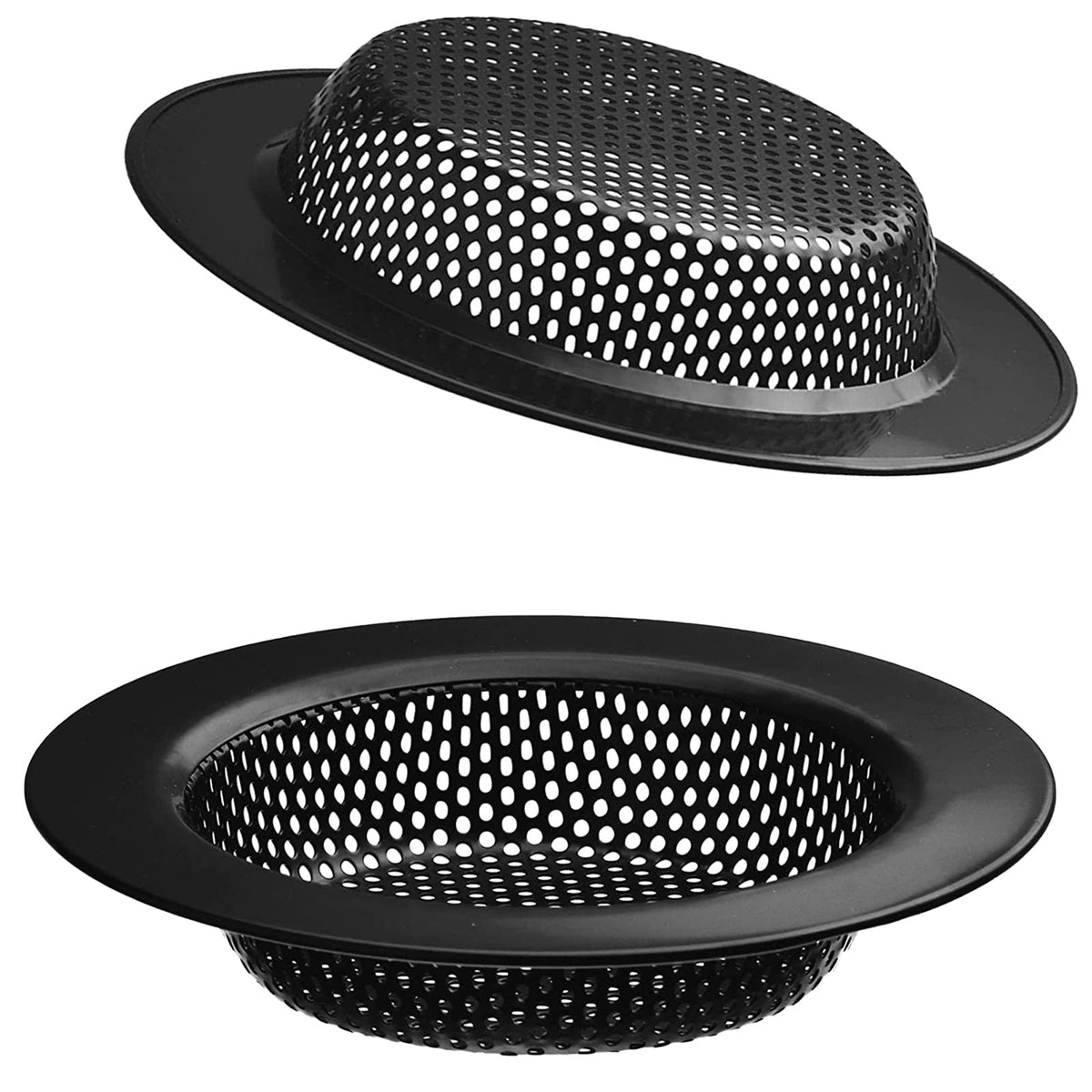 2.75" Top / 1" Kitchen Sink Drain Strainer, 2PCS Stainless Steel Filter Trap, Mesh Shower Drain Hair Catcher for Bathroom, Laundry, Utility, RV, Slop Sinks, Fast Flow Full Mesh Drain Covers Basket
