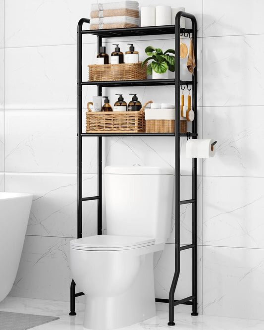 Kitsure Over Toilet Storage Rack, 63.2" H Space-Saving, Holder & Hooks