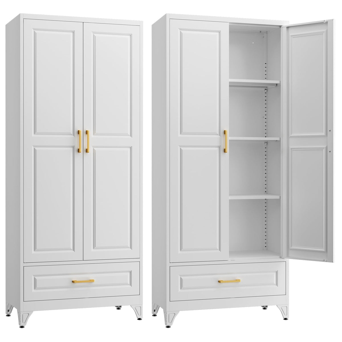 Steeloong 71"Metal Pantry Storage Cabinet with Doors & 4 Adjustable Shelves