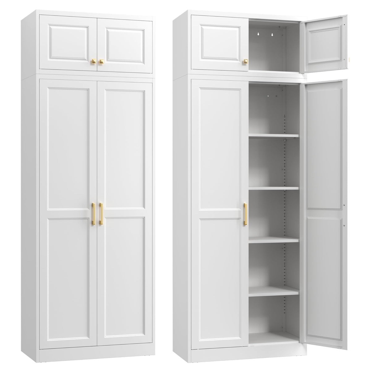 Steeloong 71"Metal Pantry Storage Cabinet with Doors & 4 Adjustable Shelves