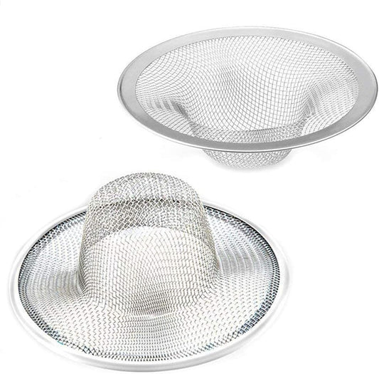2.75" Top / 1" Kitchen Sink Drain Strainer, 2PCS Stainless Steel Filter Trap, Mesh Shower Drain Hair Catcher for Bathroom, Laundry, Utility, RV, Slop Sinks, Fast Flow Full Mesh Drain Covers Basket