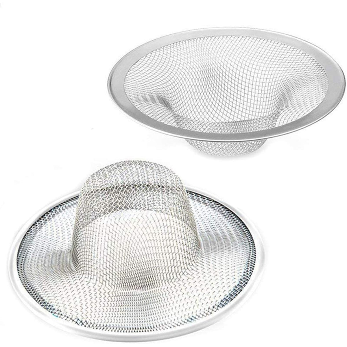 2.75" Top / 1" Kitchen Sink Drain Strainer, 2PCS Stainless Steel Filter Trap, Mesh Shower Drain Hair Catcher for Bathroom, Laundry, Utility, RV, Slop Sinks, Fast Flow Full Mesh Drain Covers Basket