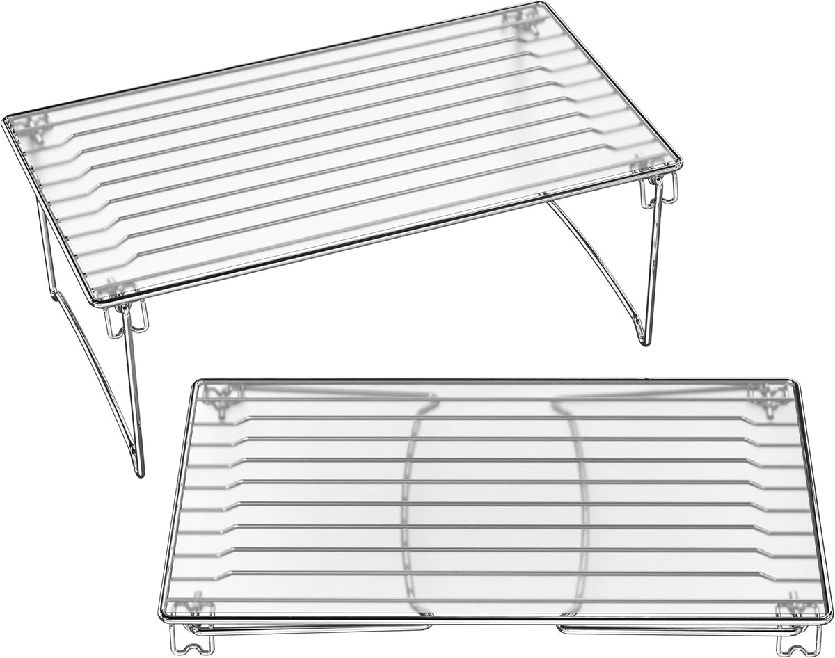 Deco Brothers Stackable Cabinet Shelf Organizer, 2 Pack, Chrome
