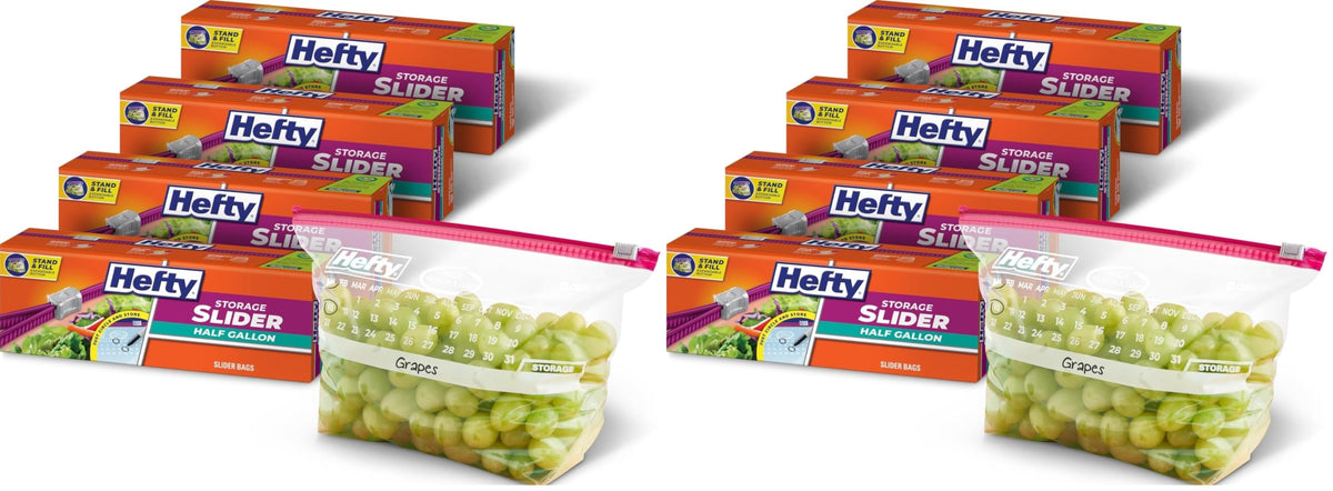 Hefty Calendar Slider Storage Bags, Half Gallon Size, 4pk, 32ct (128 Total)