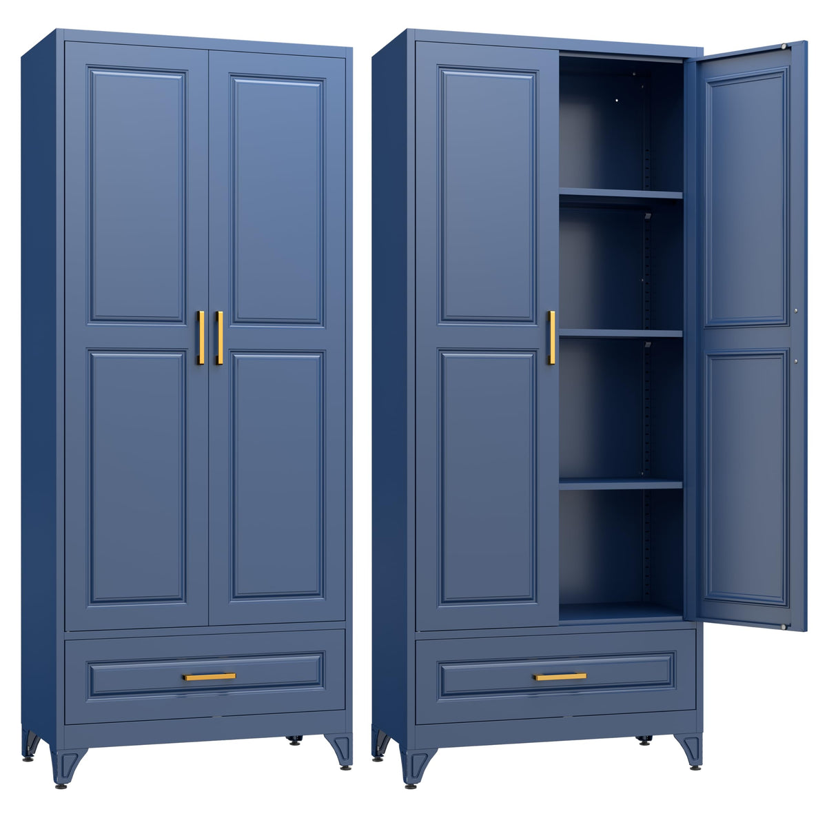 Steeloong 71"Metal Pantry Storage Cabinet with Doors & 4 Adjustable Shelves