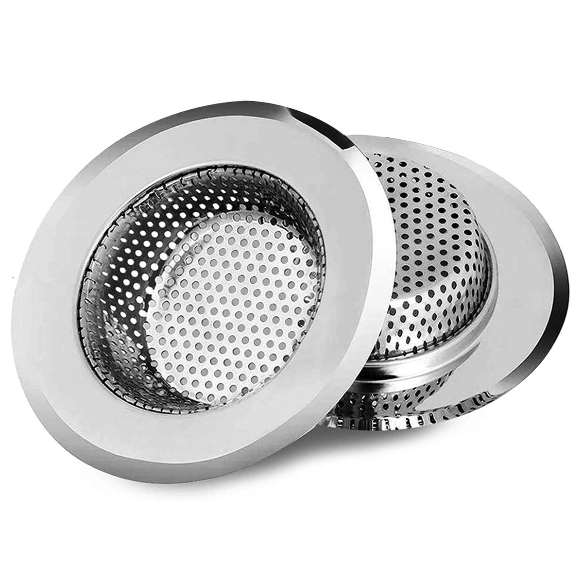 2pcs Heavy Duty Stainless Steel Slop Basket Filter Trap, 2.75" Top / 1" Mesh Metal Sink Strainer Shower Drain Hair Catcher for Kitchen Bathroom Bathtub Wash Basin Floor Balcony Drain Hole, Utility