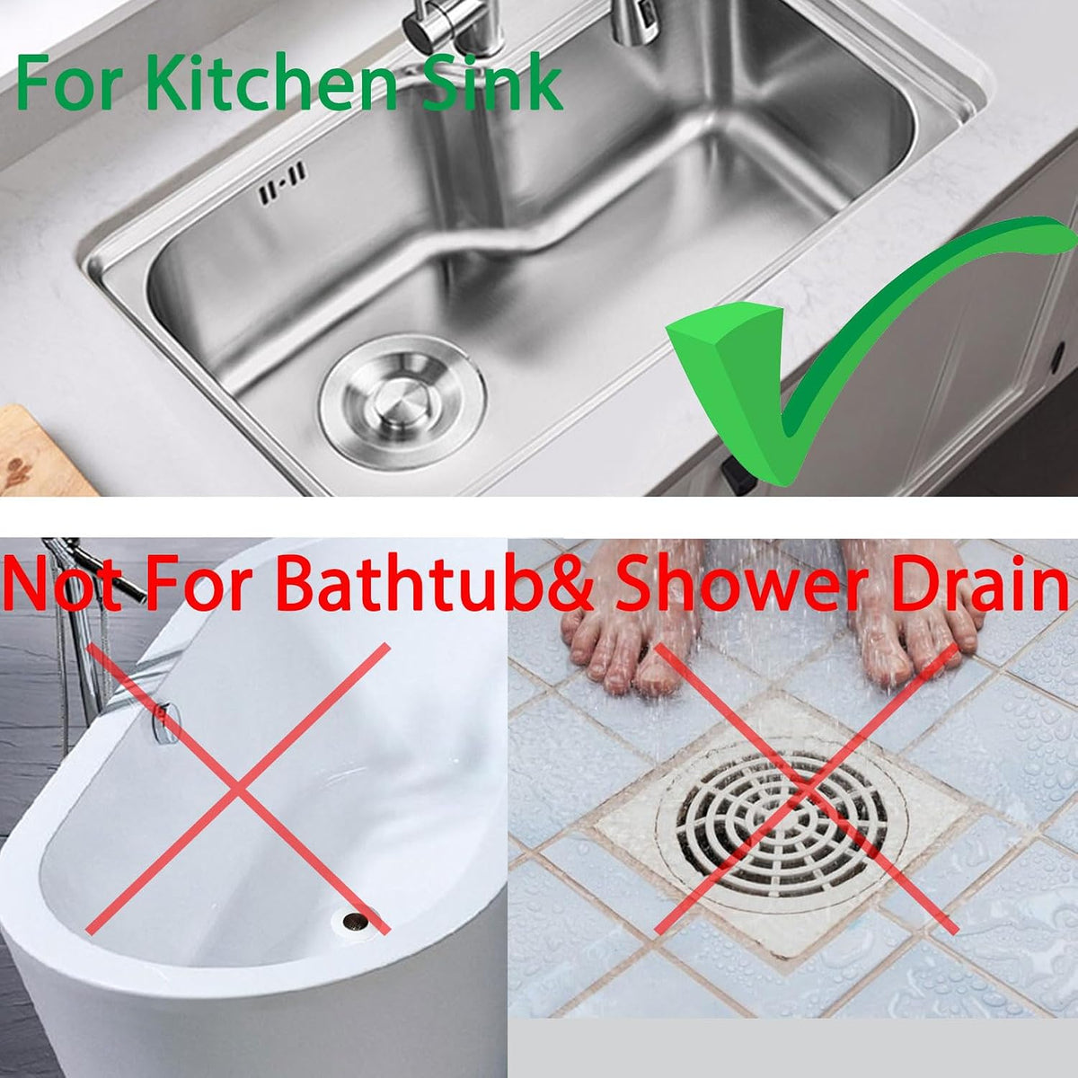 2 Pack Kitchen Sink Drain Strainer with Handle, Stainless Steel Large Kitchen Sink Drain Basket Food Catcher, Outer Diameter 4.5 Inch, Rust Free