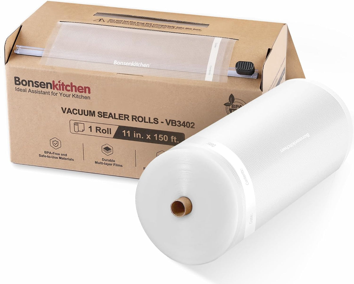 Bonsenkitchen 11"x150' Vacuum Sealer Bags with Cutter for Food Storage