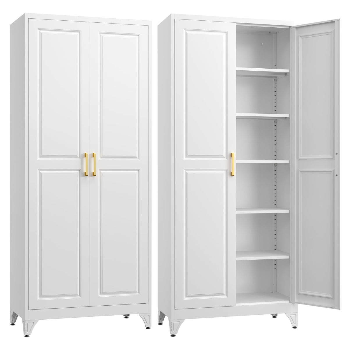Steeloong 71"Metal Pantry Storage Cabinet with Doors & 4 Adjustable Shelves