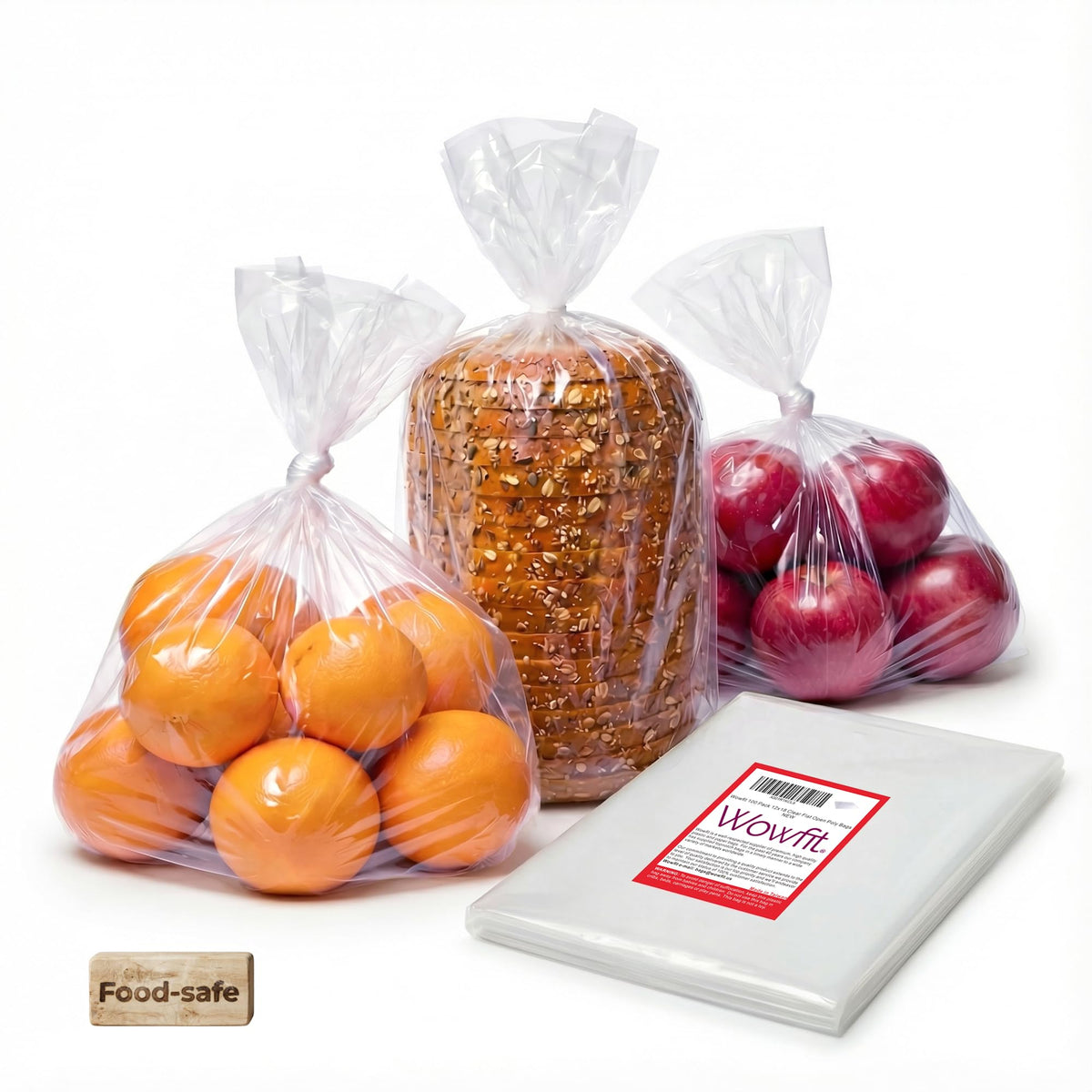 Wowfit 100 CT 18x24 1.1 Mil Large Clear Poly Bags for Packaging, Flat Open