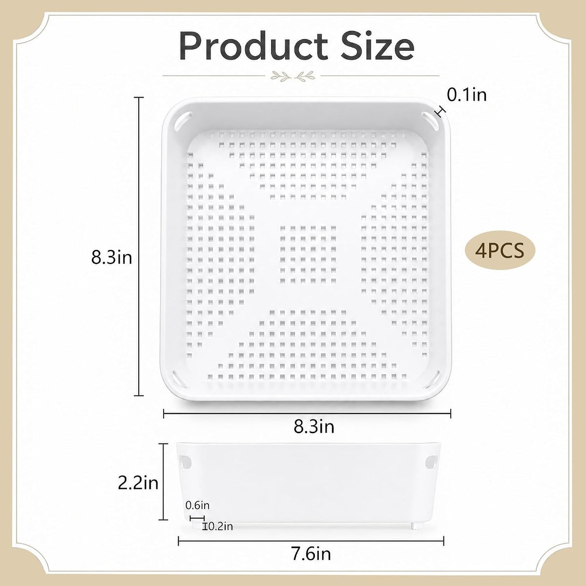 4 Pcs Floor Sink Drain Cover, Square Drain Basket Alternative