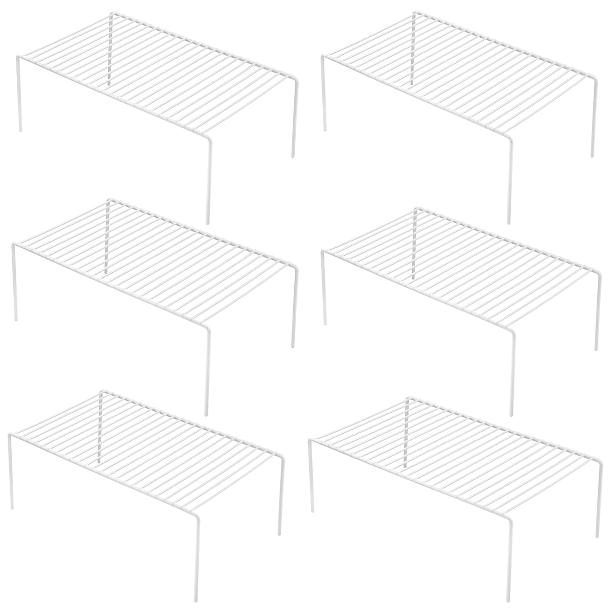 iPEGTOP Set of 6 Large (15.7 x 9.4 Inch) Kitchen Cabinet Organizer Shelf, Wire Freezer Storage Shelves Rack, Rustproof Steel Metal Shelf Riser for Dish Plates Pantry Cupboard Organization, White