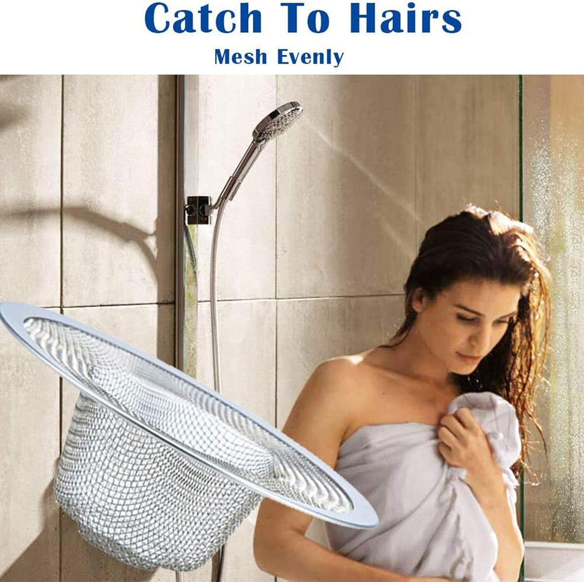 2.75" Top / 1" Kitchen Sink Drain Strainer, 2PCS Stainless Steel Filter Trap, Mesh Shower Drain Hair Catcher for Bathroom, Laundry, Utility, RV, Slop Sinks, Fast Flow Full Mesh Drain Covers Basket