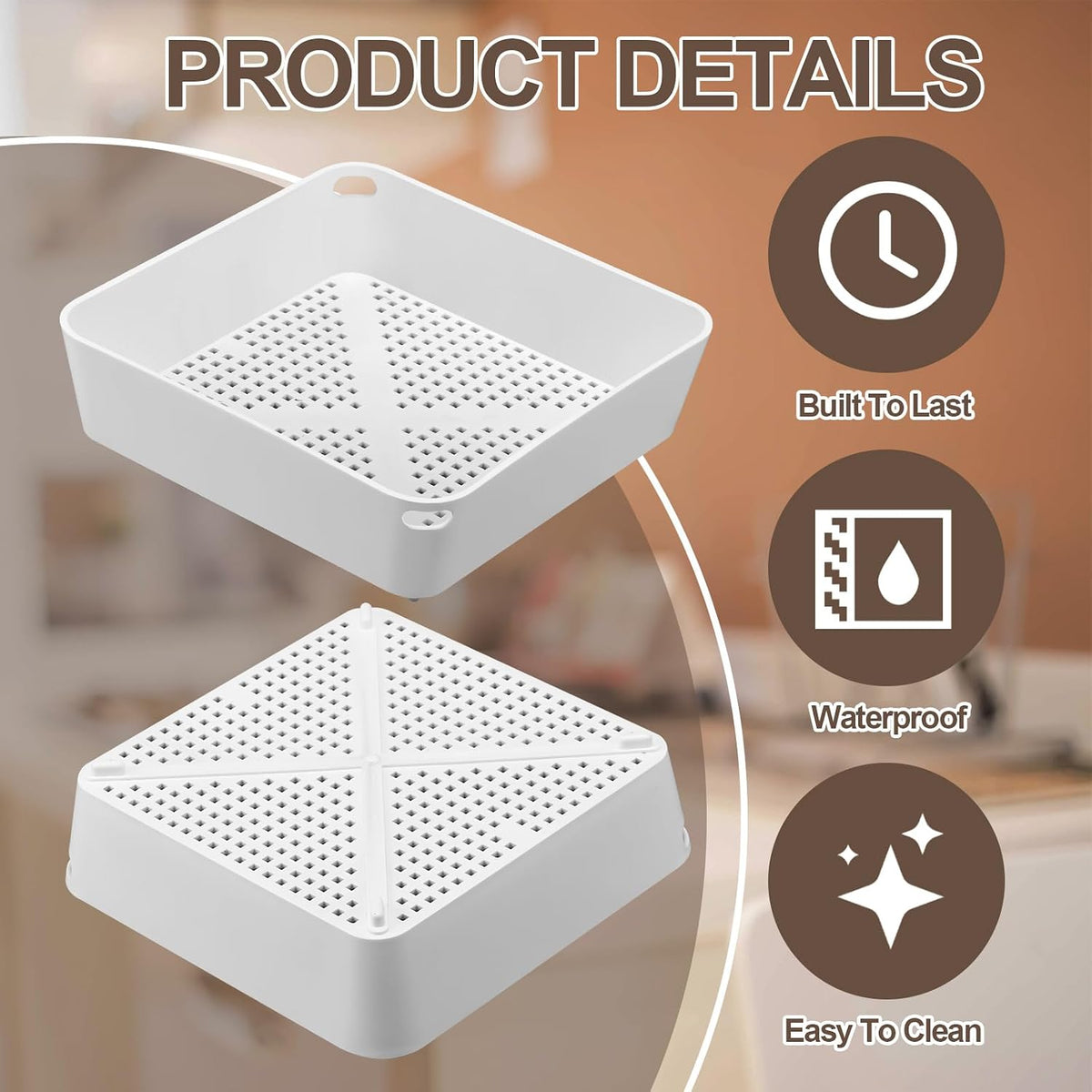 Tuanse 2 Pcs 8.5 X 8.5 X 2.5 Inch Commercial Floor Drain Strainer,White