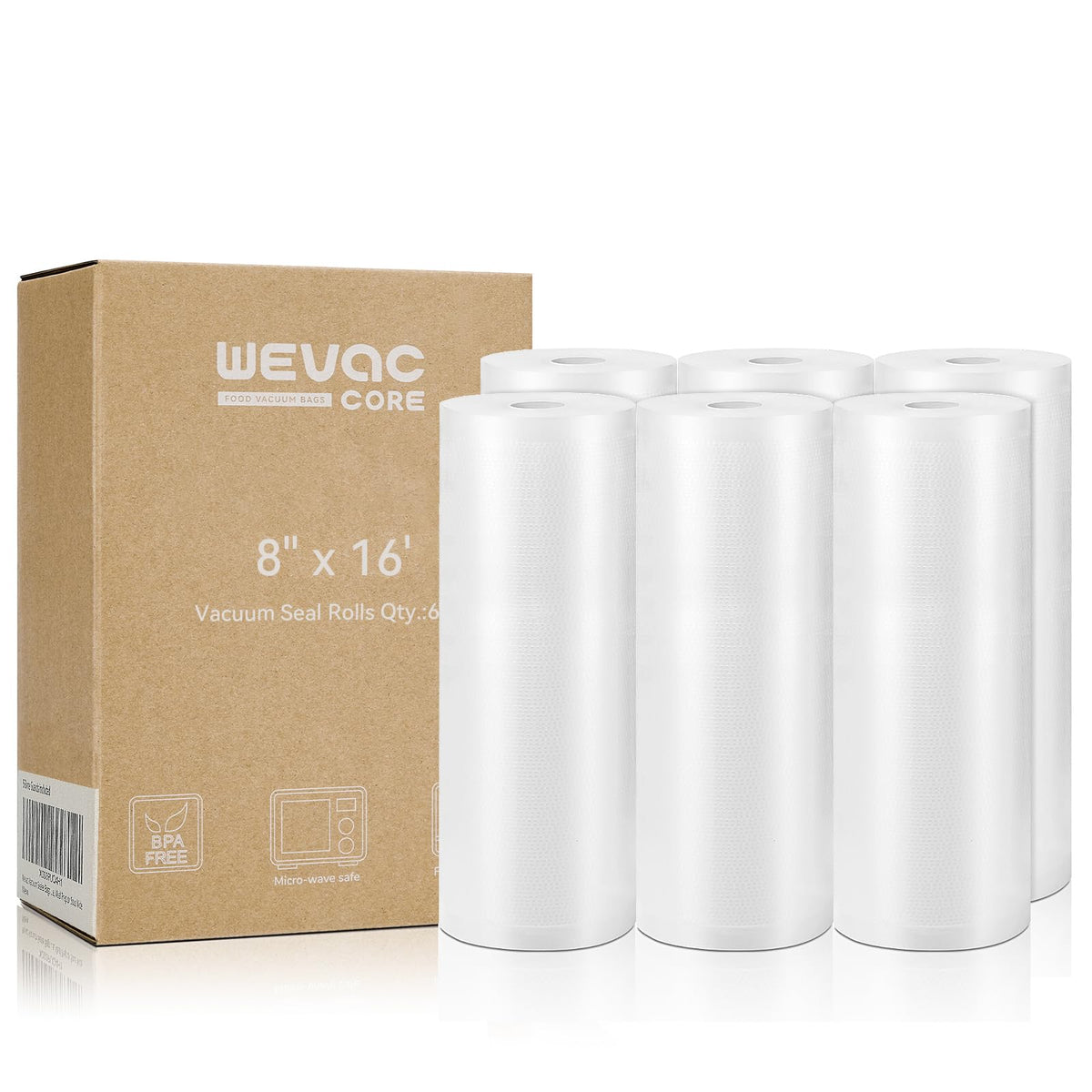Wevac Vacuum Sealer Bags for Food 8x50 2 Rolls, Fit Food Saver Machines