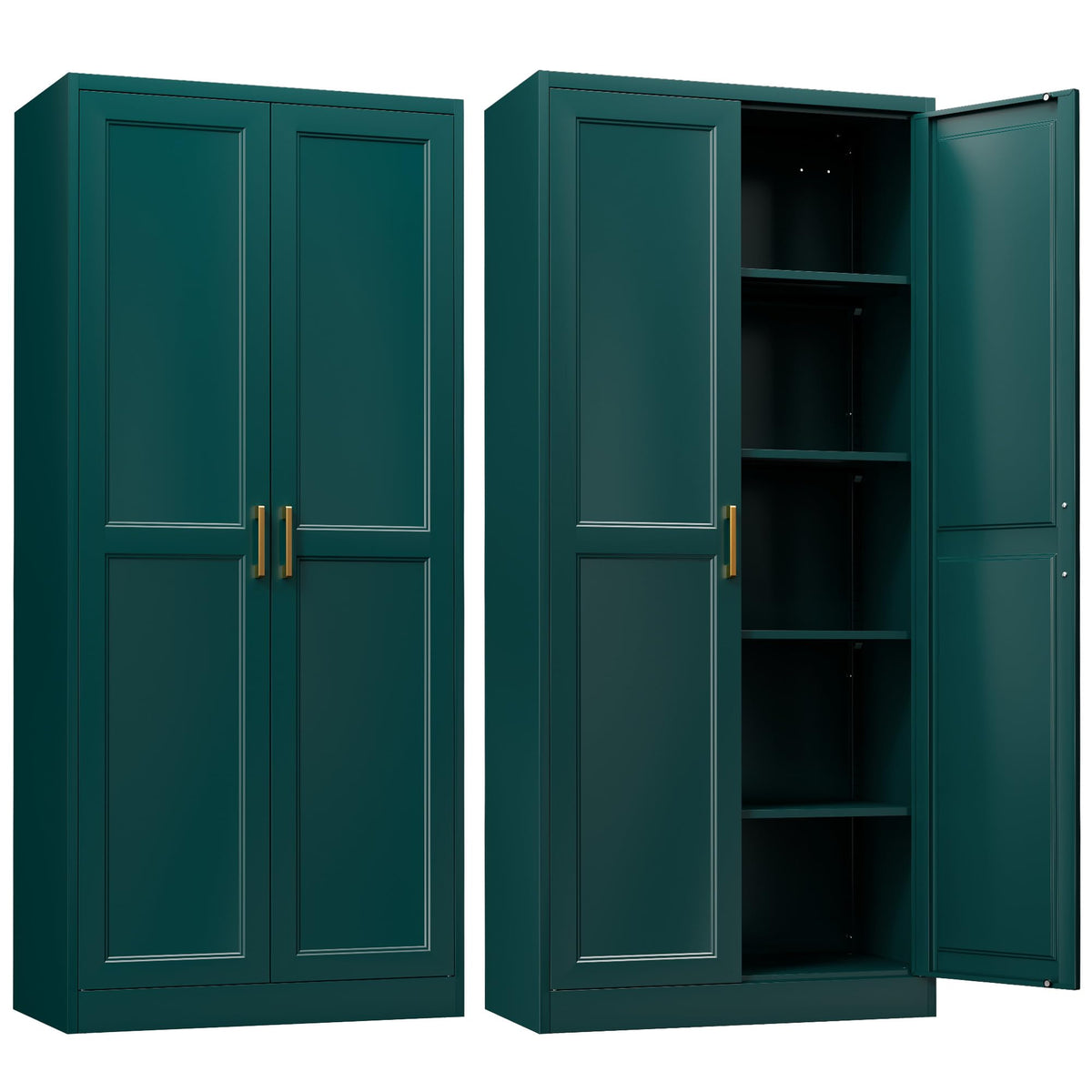 Steeloong 71"Metal Pantry Storage Cabinet with Doors & 4 Adjustable Shelves