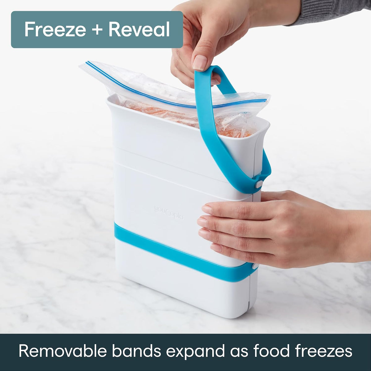 YouCopia FreezeUp Freezer Food Block Maker, 6 Cup, Meal Prep Bag Container to Freeze Soup and Leftovers