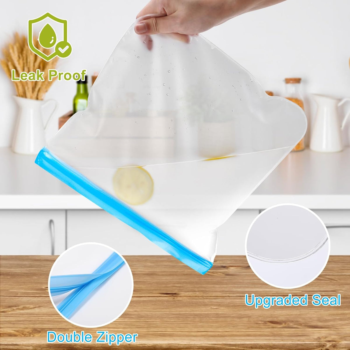 Lerine 10 Pack Reusable Freezer Bags Dishwasher Safe, Food Storage Bags