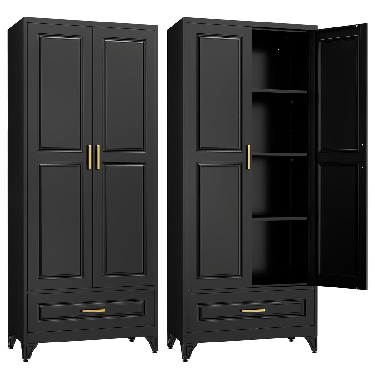 Steeloong 71"Metal Pantry Storage Cabinet with Doors & 4 Adjustable Shelves