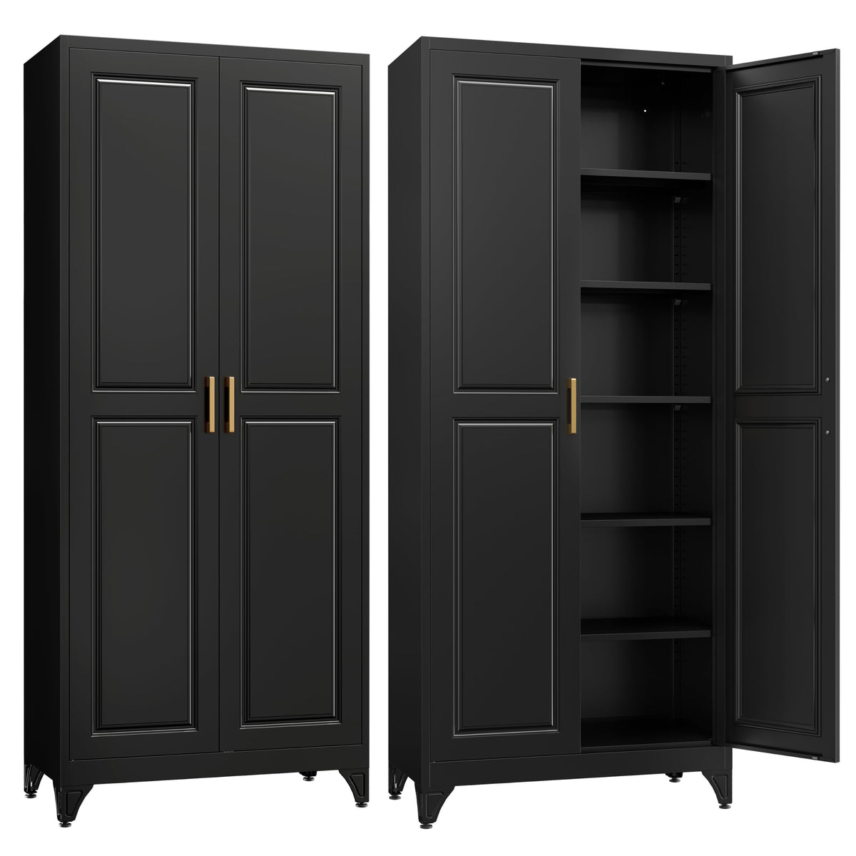Steeloong 71"Metal Pantry Storage Cabinet with Doors & 4 Adjustable Shelves
