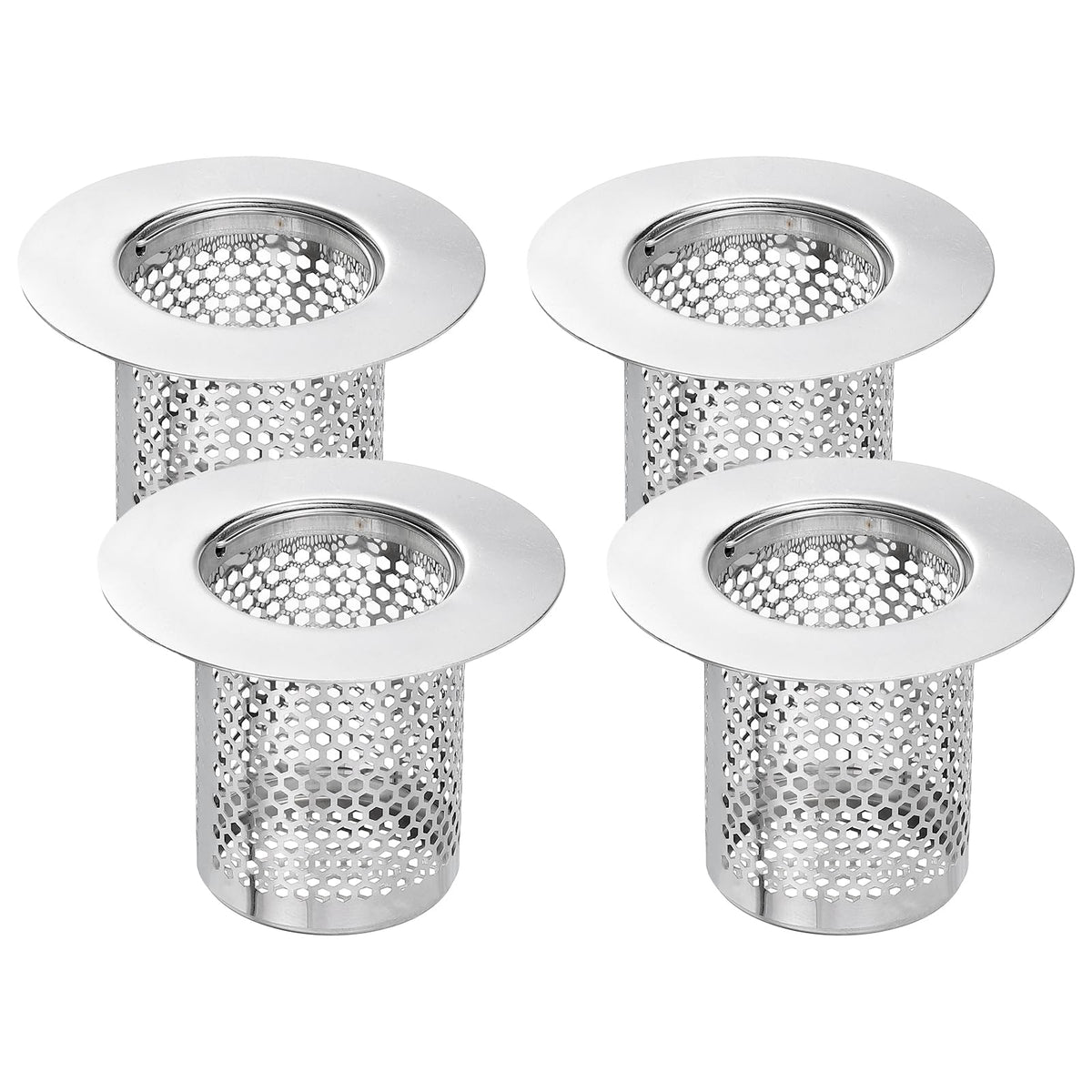 uxcell 2 Pack Shower Drain Strainer, 2" x 2.5" Stainless Steel Floor Drain Strainer Deep Sink Hair Catcher for Kitchen Bathroom Balcony Floor Drain, Fit Hole Size from 1.57" to 2.56"