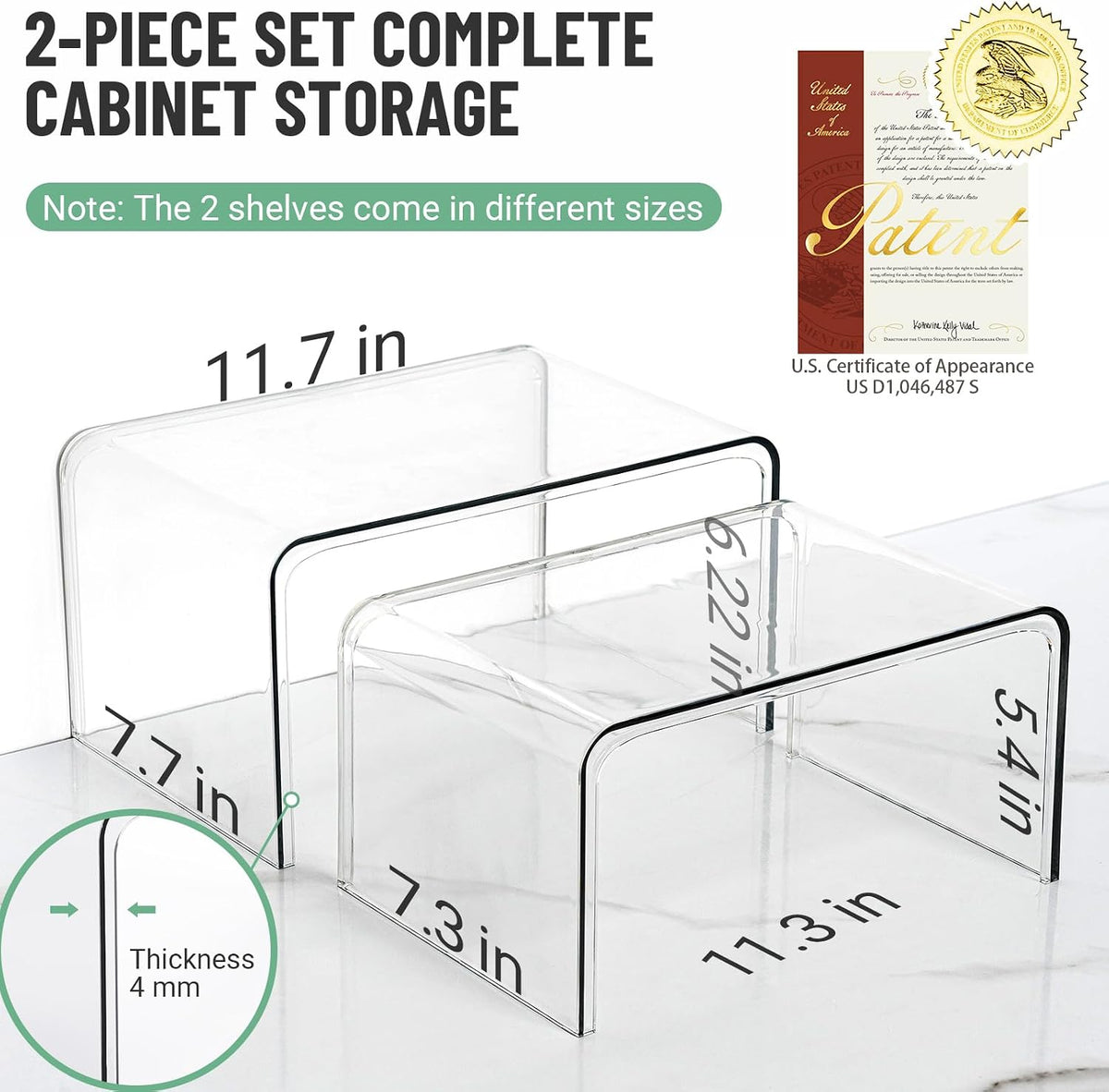 Bobomoment Clear Cabinet Organizer, Stackable Shelf Organizer Set of 2