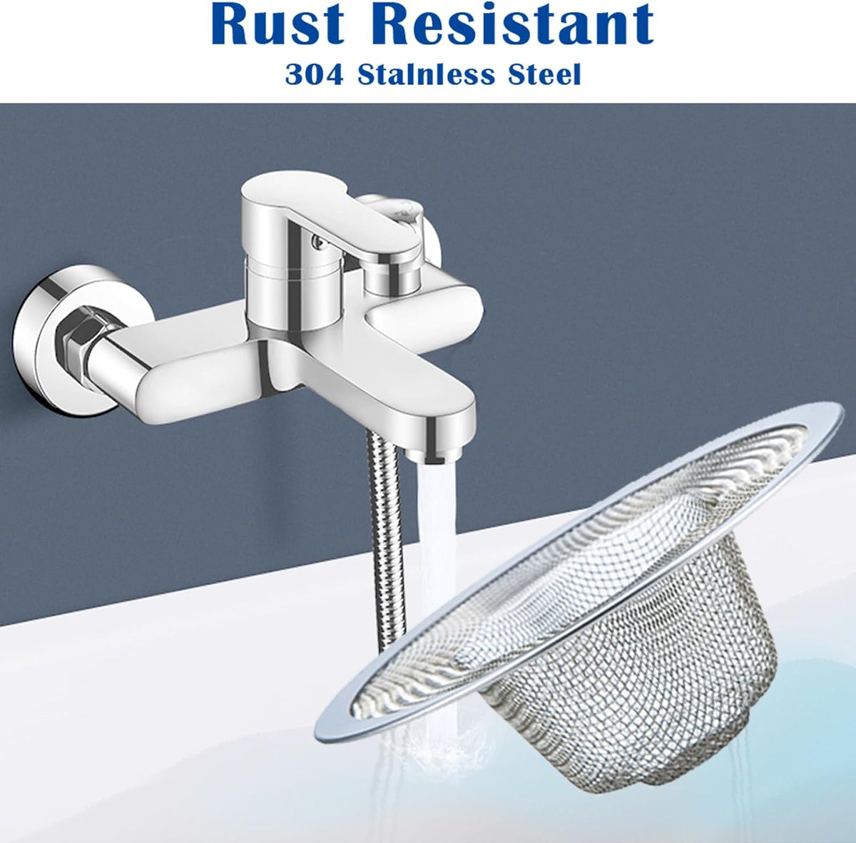 2.75" Top / 1" Kitchen Sink Drain Strainer, 2PCS Stainless Steel Filter Trap, Mesh Shower Drain Hair Catcher for Bathroom, Laundry, Utility, RV, Slop Sinks, Fast Flow Full Mesh Drain Covers Basket