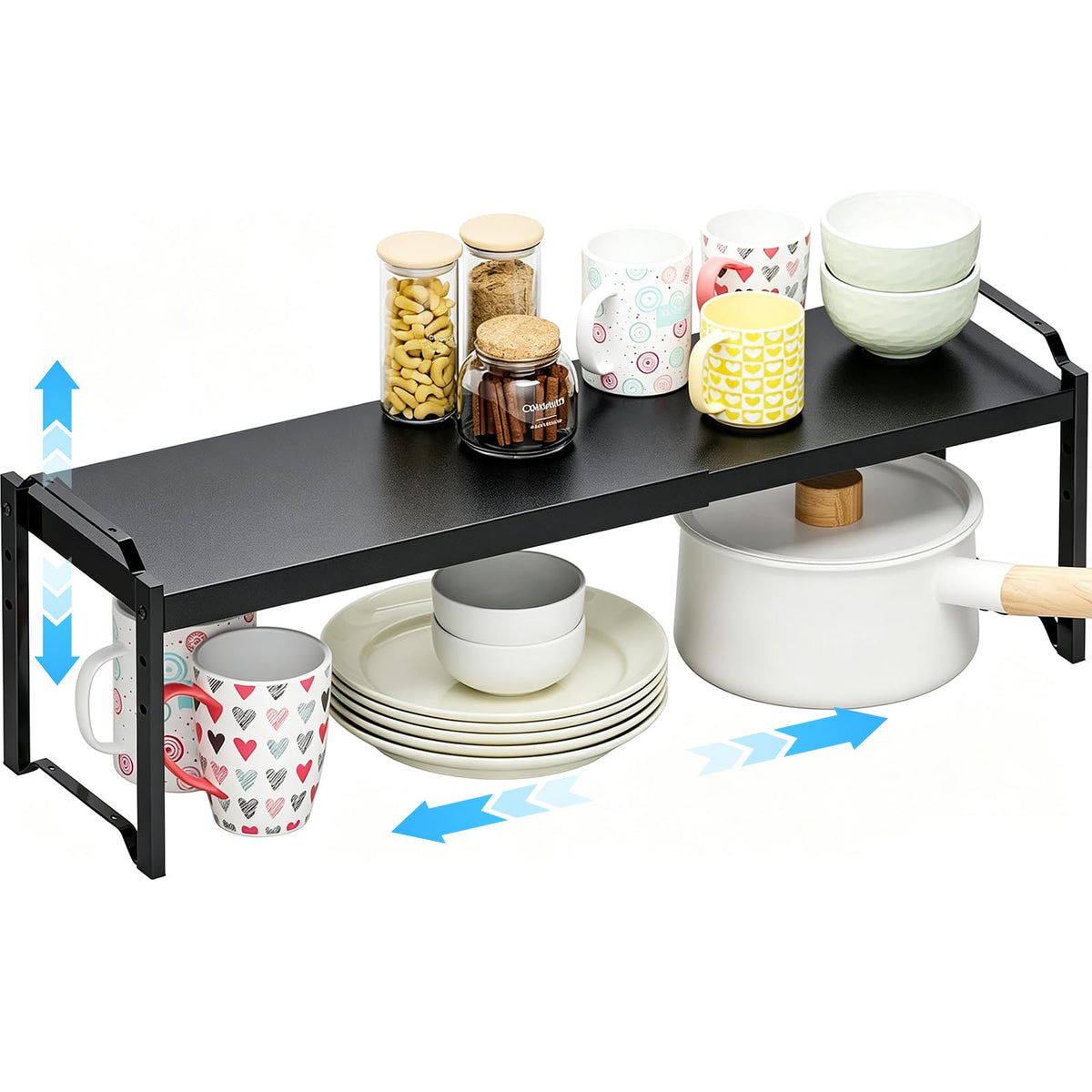 Expandable Cabinet Shelf Organizer, Adjustable kitchen Countertop Storage