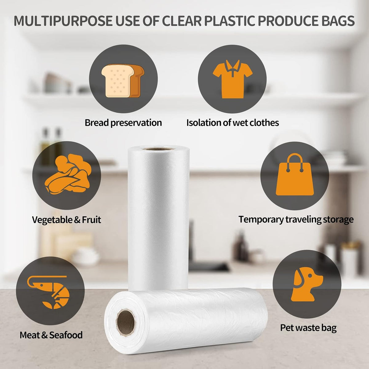 1000Counts Food Storage Bags 10" x 14" Clear Plastic Produce Bag