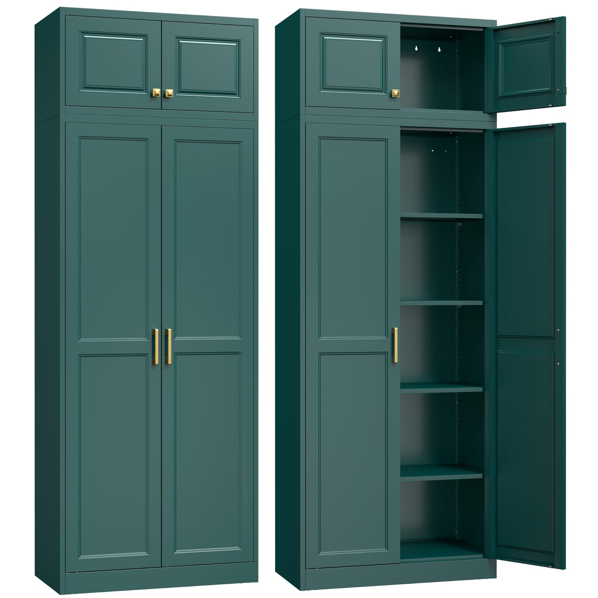 Steeloong 71"Metal Pantry Storage Cabinet with Doors & 4 Adjustable Shelves
