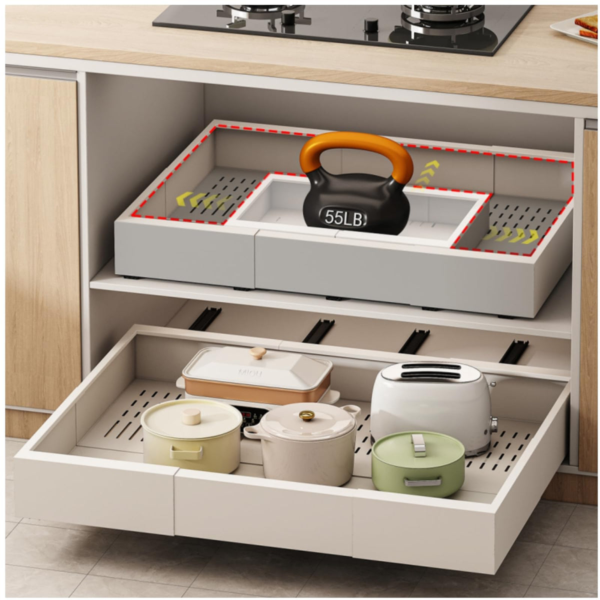 Fokyfok Pull out Cabinet Organizer,14"-21"W,17"-24"D,Expandable,Adhesive
