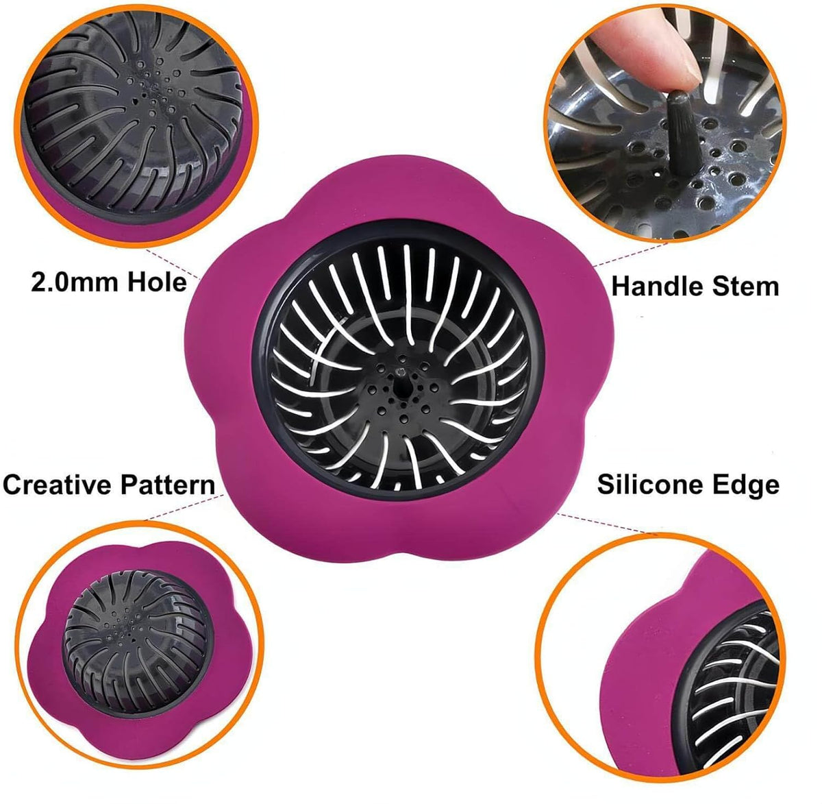 Silicone Sink Drain Strainer, 4 Pack